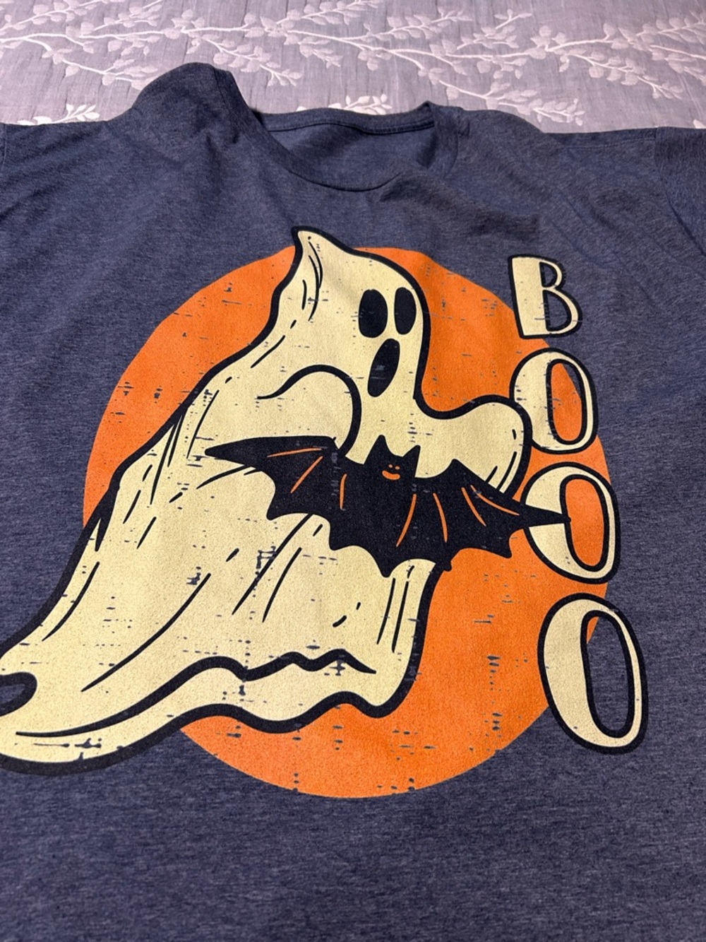Halloween Ghost Costume Tee - Heather Navy Blue 6xlt